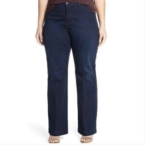 NWT NYDJ Plus Addison Wide Leg Jean - 18W - Dark Indigo Blue Denim